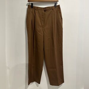 BIANCA NYGARD Vintage 100% Wool Brown Straight Leg Pleated Slacks Size 12